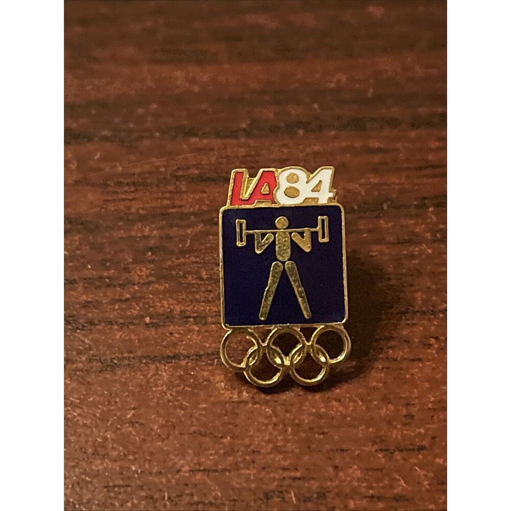 1984 Los Angeles Olympics Weightlifting Event Lapel Hat Pin